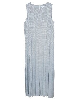 COS Grid Print Pleat Bottom Maxi Dress Size 12 White Black Sleeveless Side Slits
